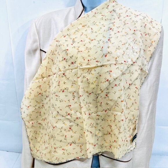 New Tag on  Burberry Miniscarf  23" Cotton Silk Light Yellow Red Floral Nova(52) - Picture 5 of 13